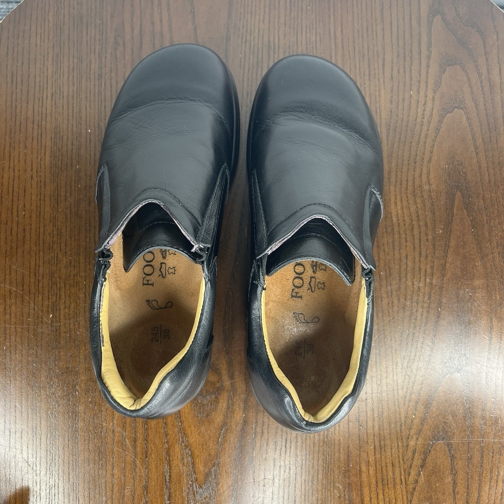 Birkenstock Footprints Shoes Women's 38 / 7-7.5 Black Leather Comfort Loafer - Picture 12 of 16